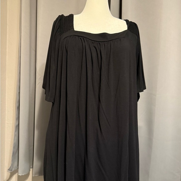 Evans Black Square Neck Smocked Top Plus Size 26/28 - Picture 2 of 5